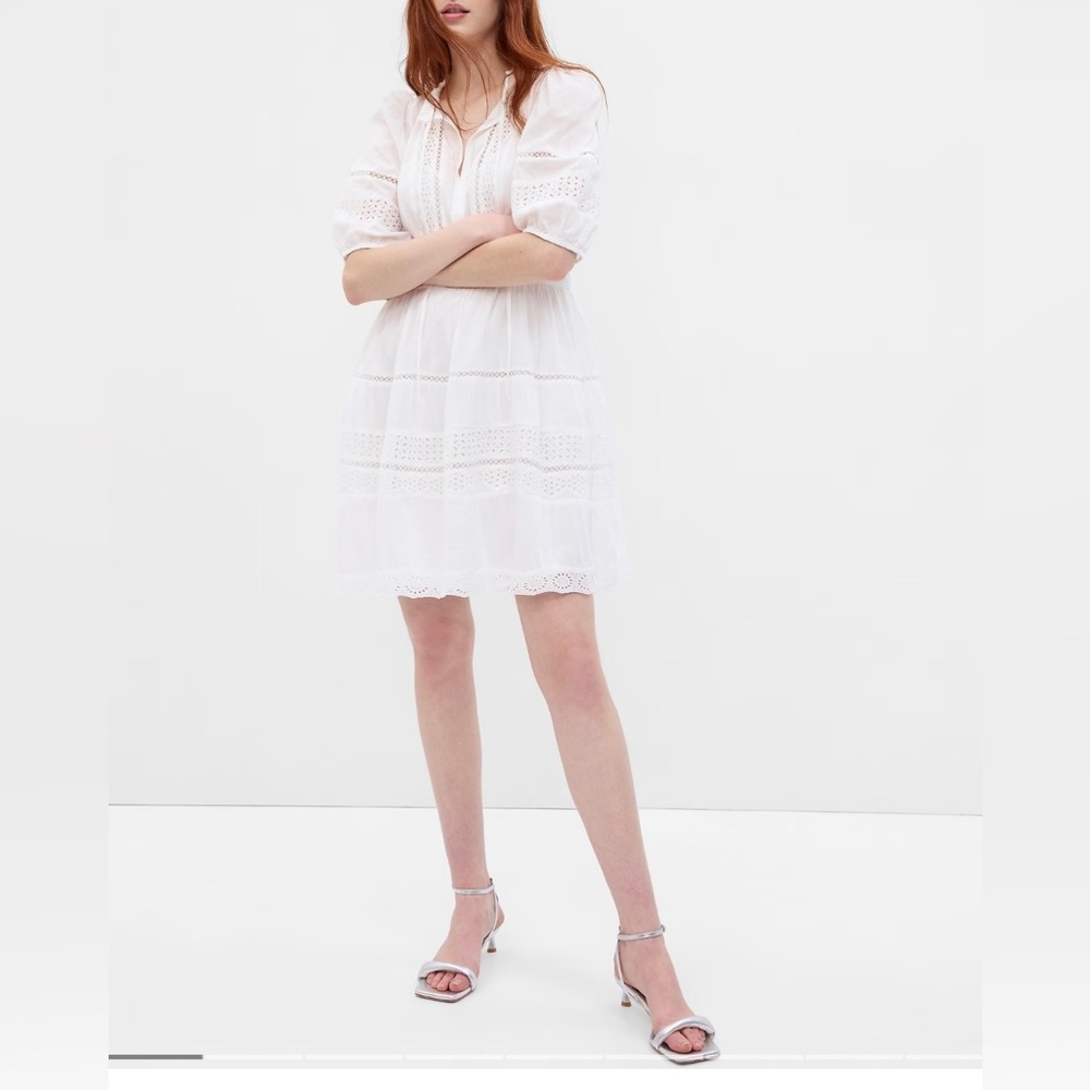 GAP puff sleeve lace mini dress NWT M medium tall